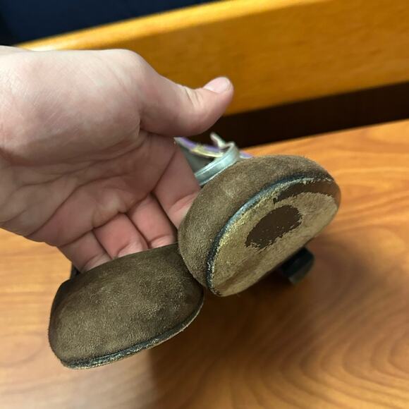 Marc Jacobs Brown Purple Mary Jane Heels Color Block Metallic Accents Size 37 - Picture 4 of 16